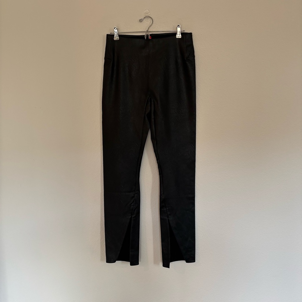 SPANX Faux Leather Split Hem Leggings 20526R - Picture 2 of 7
